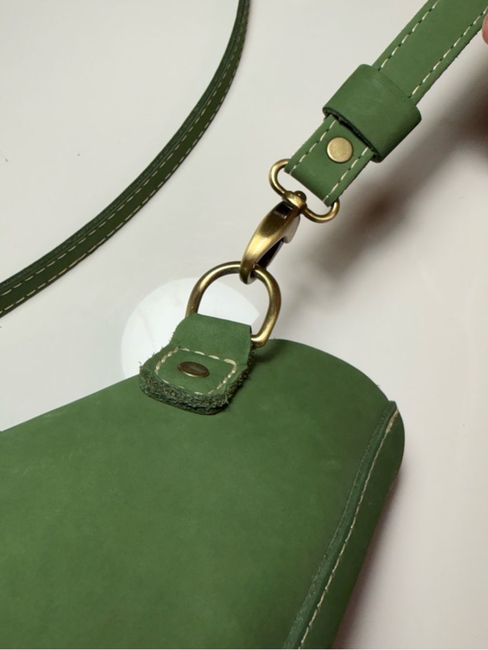 Portland Leather Green Nubuck Bucket Bag - Picture 3 of 11